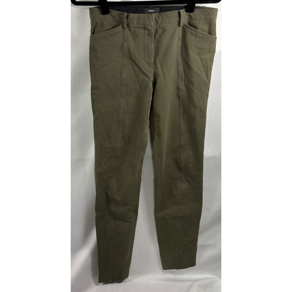 Theory Womens Ankle Zip Pant Olive Green 2 23.5 Inseam Zippered Buttoms